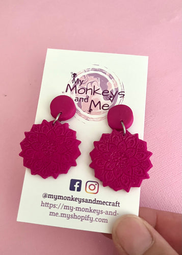 Magenta mandala dangles