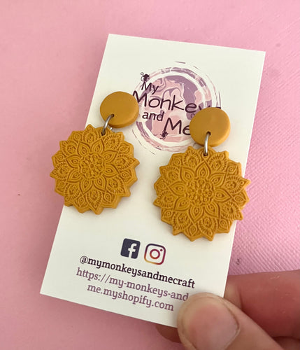 Mustard mandala dangles