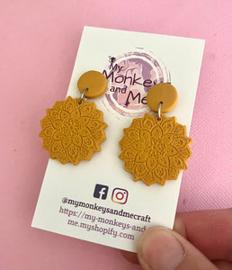 Mustard mandala dangles