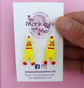 Rubber chicken earrings