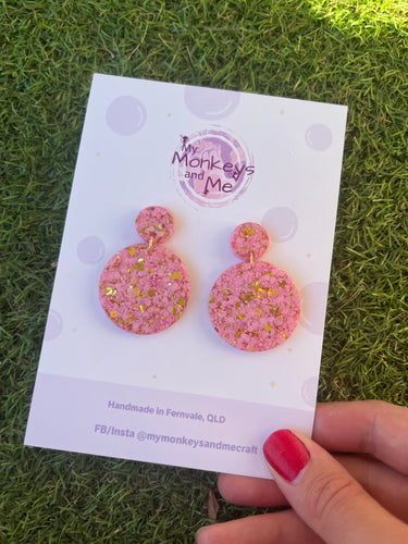 Large pink and gold dangles