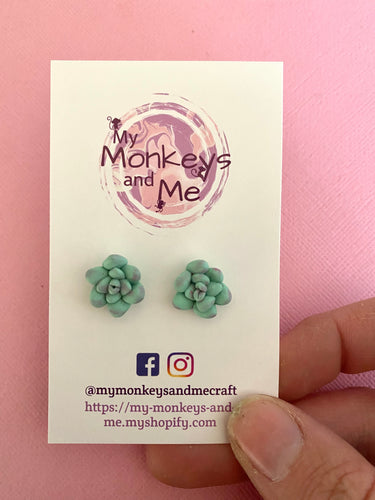 Green succulent studs