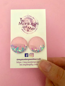 Pink teal berry statement studs